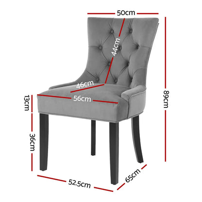 Artiss Dining Chairs Set of 4 Velvet French Provincial Grey - Mekamart Australia