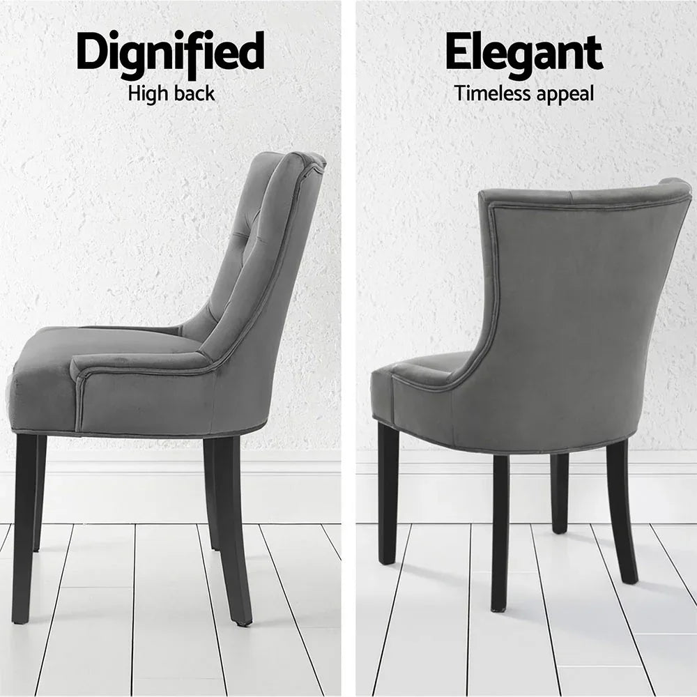 Artiss Dining Chairs Set of 4 Velvet French Provincial Grey - Mekamart Australia