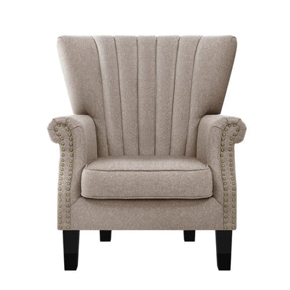Artiss Armchair Wingback Beige Andrew - Mekamart Australia