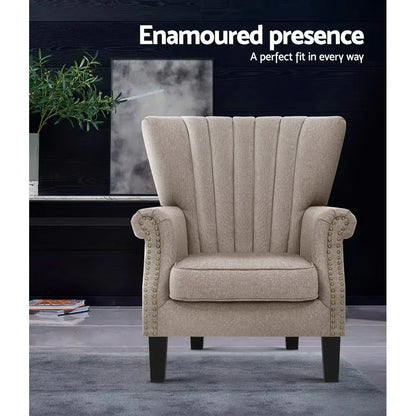 Artiss Armchair Wingback Beige Andrew - Mekamart Australia