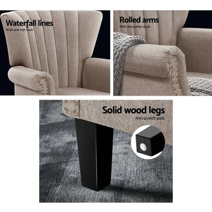 Artiss Armchair Wingback Beige Andrew - Mekamart Australia