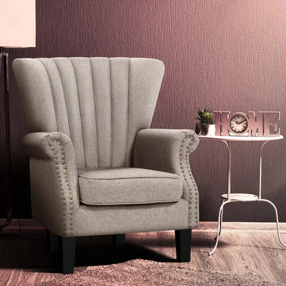 Artiss Armchair Wingback Beige Andrew - Mekamart Australia
