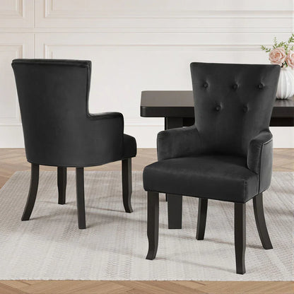 2x Artiss Dining Chairs Velvet French Provincial Armchair Black - Mekamart Australia