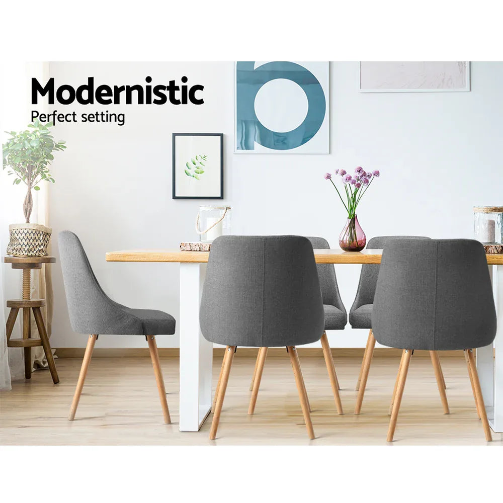 Artiss Dining Chairs Set of 2 Fabric Wooden Grey - Mekamart Australia