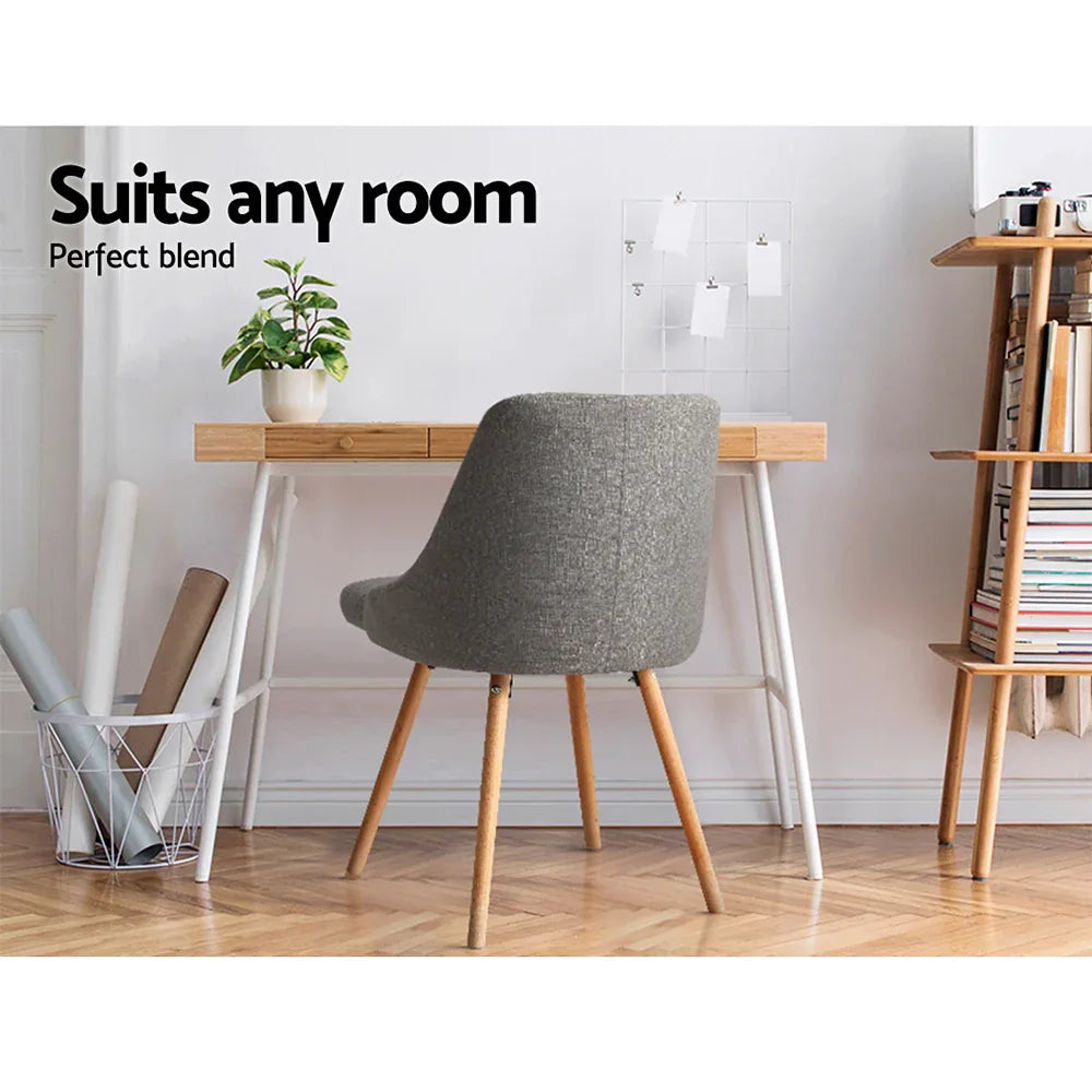 Artiss Dining Chairs Set of 2 Fabric Wooden Grey - Mekamart Australia
