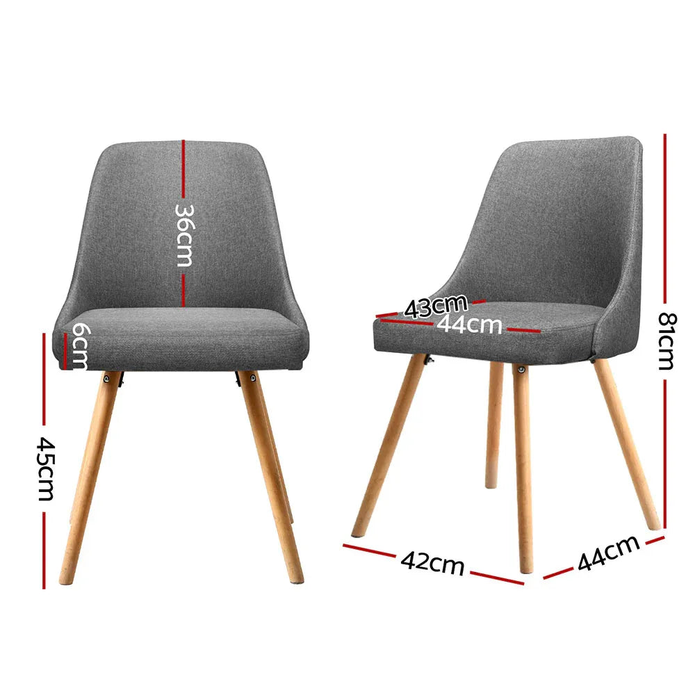Artiss Dining Chairs Set of 4 Fabric Wooden Grey - Mekamart Australia