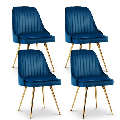 Artiss Dining Chairs Set of 4 Velvet Channel Tufted Blue - Mekamart Australia