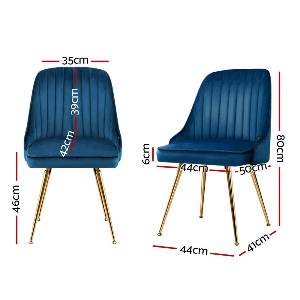 Artiss Dining Chairs Set of 4 Velvet Channel Tufted Blue - Mekamart Australia