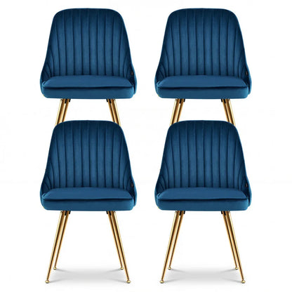 Artiss Dining Chairs Set of 4 Velvet Channel Tufted Blue - Mekamart Australia