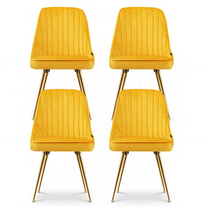 Artiss Dining Chairs Set of 4 Velvet Channel Tufted Yellow - Mekamart Australia