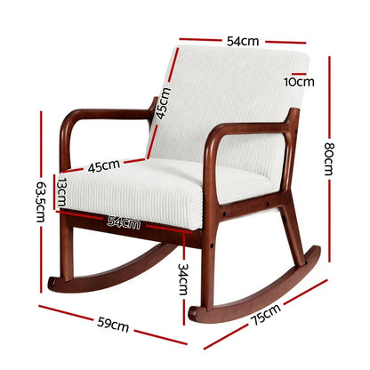 Artiss Rocking Armchair Nursing Chair Corduroy Beige - Mekamart Australia