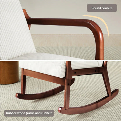 Artiss Rocking Armchair Nursing Chair Corduroy Beige - Mekamart Australia