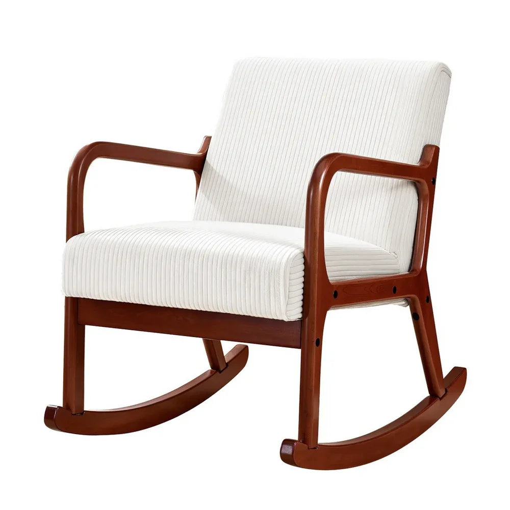 Artiss Rocking Armchair Nursing Chair Corduroy Beige - Mekamart Australia