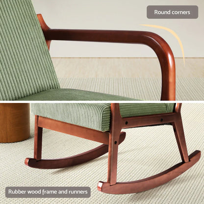 Artiss Rocking Armchair Nursing Chair Corduroy Green - Mekamart Australia