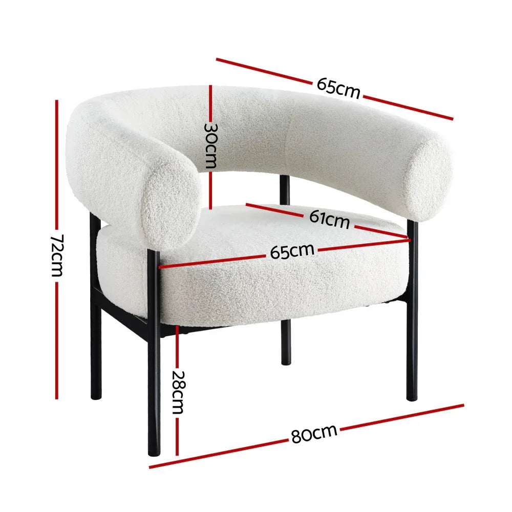 Artiss Armchair Accent Chair Curved Boucle White - Mekamart Australia
