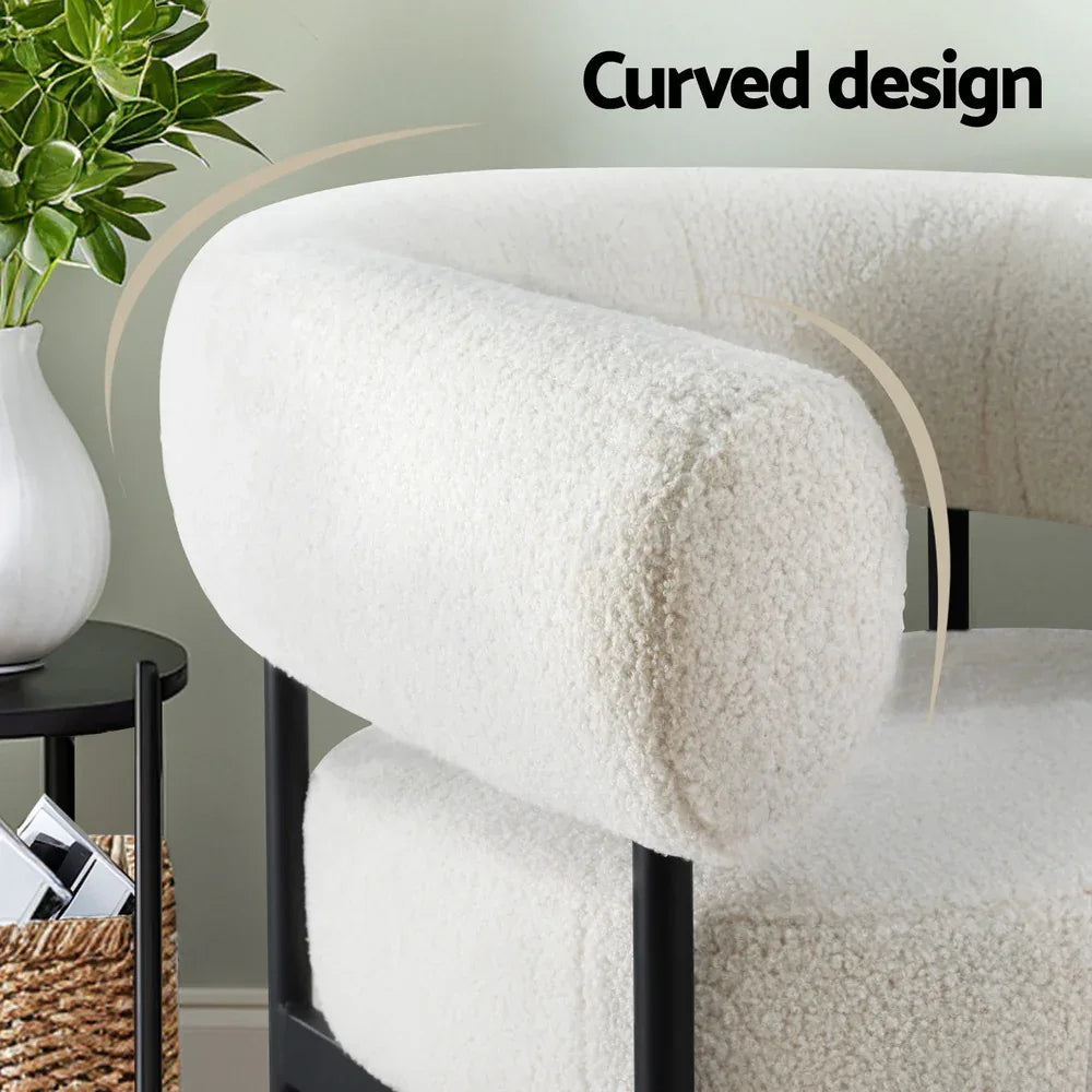 Artiss Armchair Accent Chair Curved Boucle White - Mekamart Australia