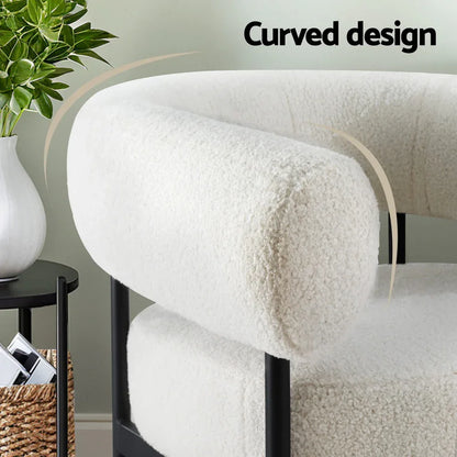 Artiss Armchair Accent Chair Curved Boucle White - Mekamart Australia