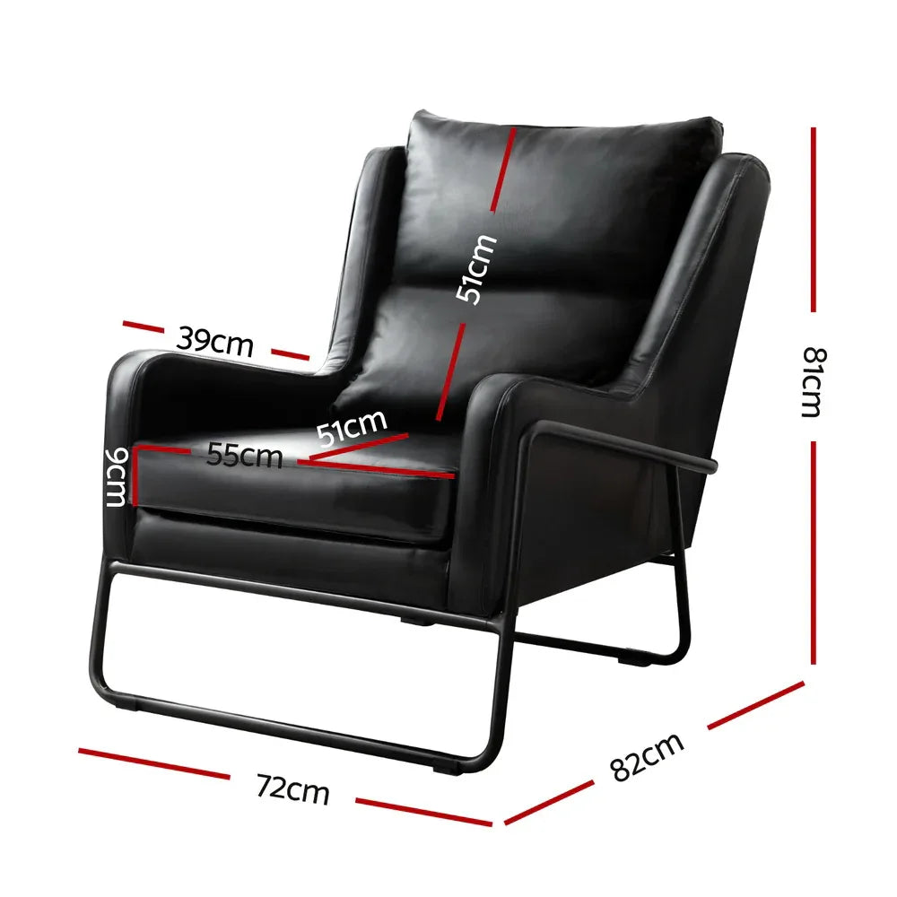 Artiss Armchair Accent Chair PU Leather Wingback Black - Mekamart Australia