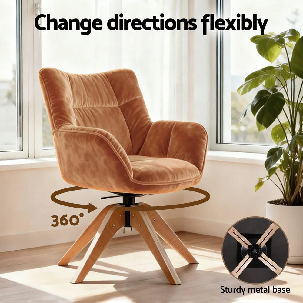 Artiss Swivel Chair Armchair Nursing Velvet Brown - Mekamart Australia