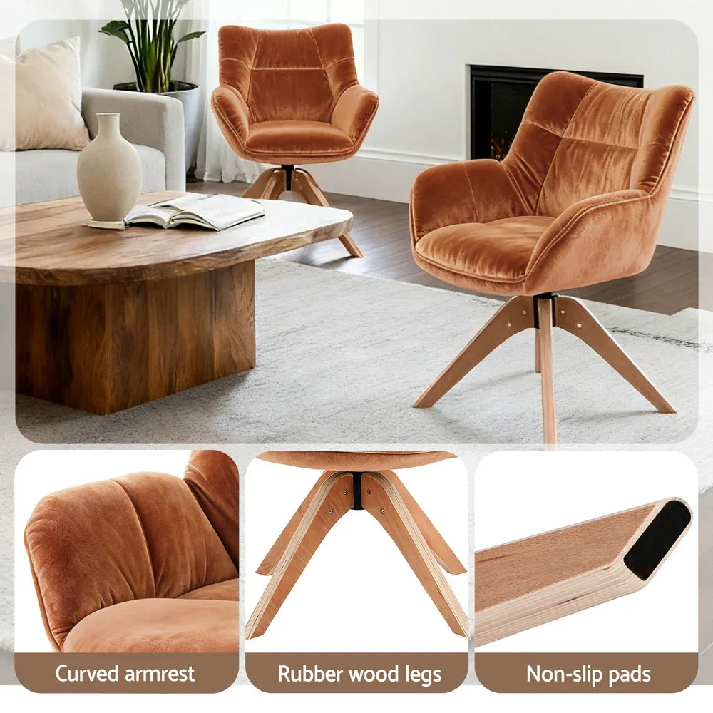 Artiss Swivel Chair Armchair Nursing Velvet Brown - Mekamart Australia