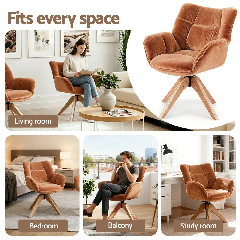 Artiss Swivel Chair Armchair Nursing Velvet Brown - Mekamart Australia
