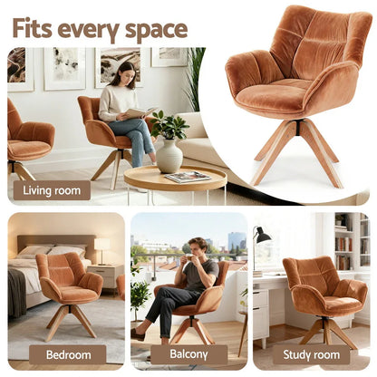 Artiss Swivel Chair Armchair Nursing Velvet Brown - Mekamart Australia