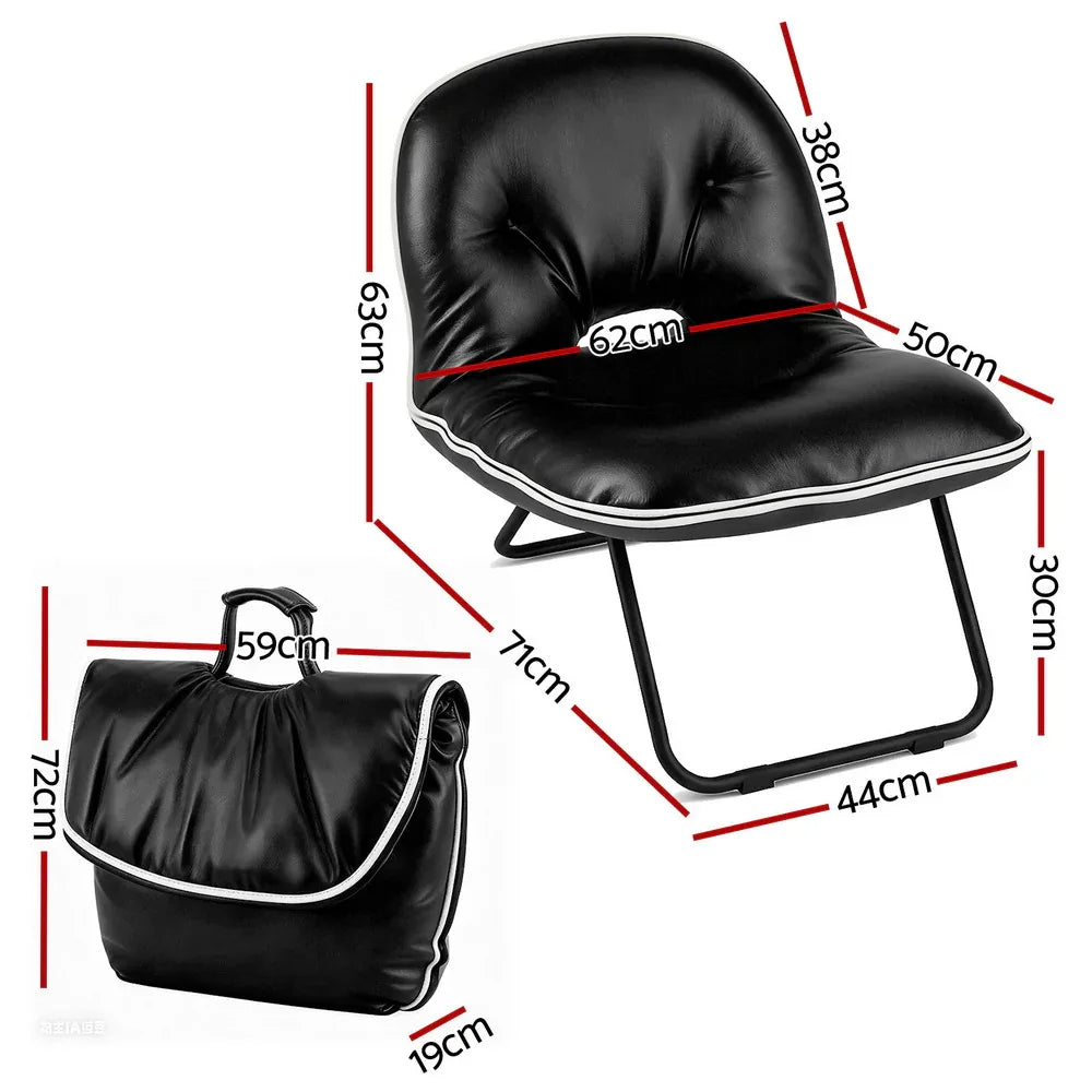 Artiss Foldable Chair 2-In-1 Armchair Lounge Chair Portable Black - Mekamart Australia