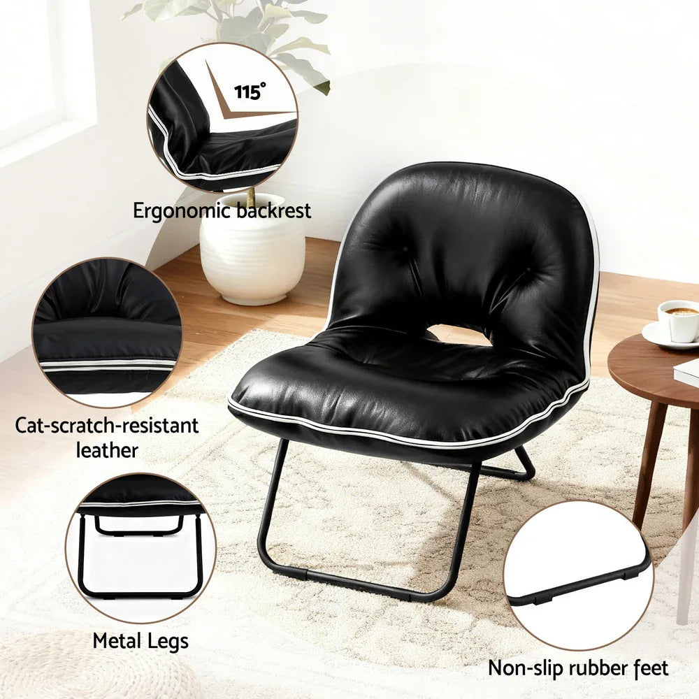Artiss Foldable Chair 2-In-1 Armchair Lounge Chair Portable Black - Mekamart Australia