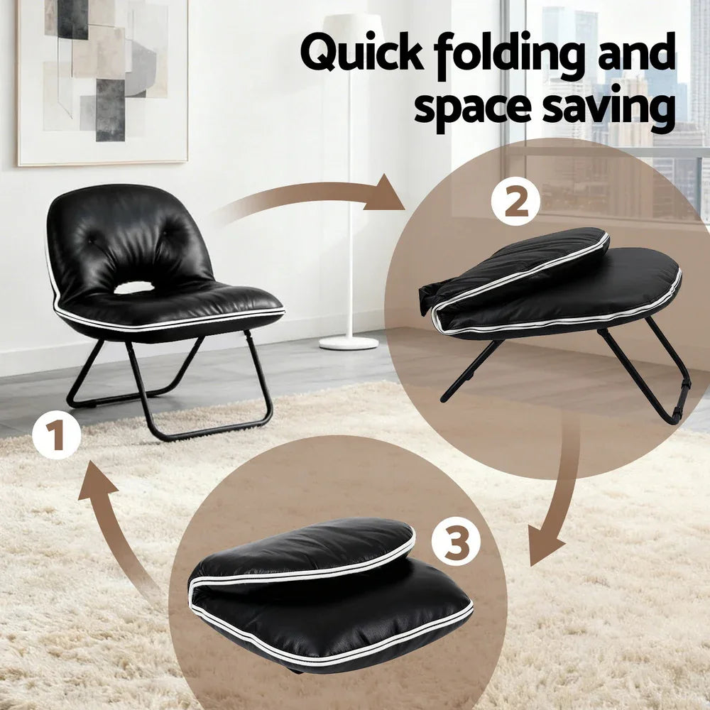 Artiss Foldable Chair 2-In-1 Armchair Lounge Chair Portable Black - Mekamart Australia