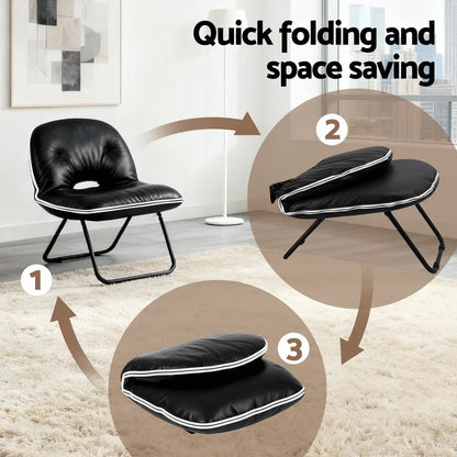 Artiss Foldable Chair 2-In-1 Armchair Lounge Chair Portable Black - Mekamart Australia