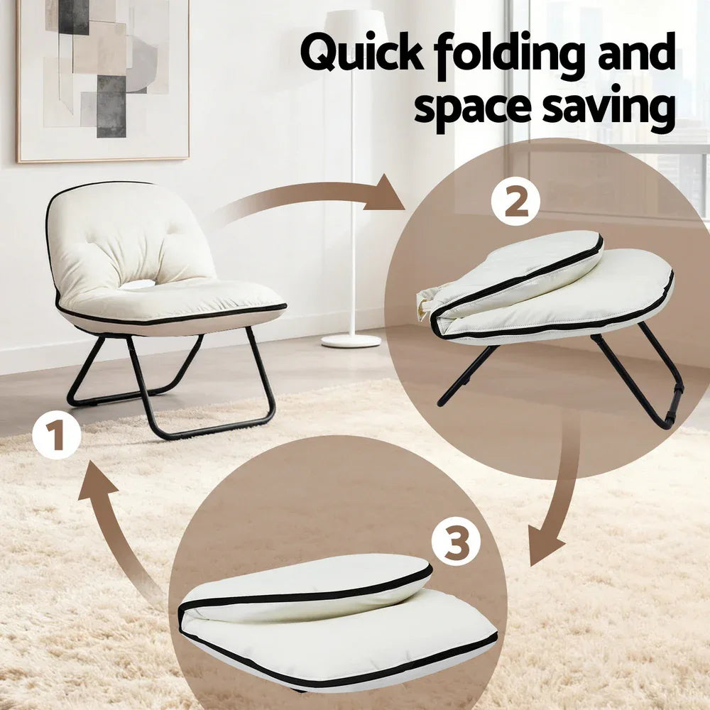Artiss Foldable Chair 2-In-1 Armchair Lounge Chair Portable White - Mekamart Australia