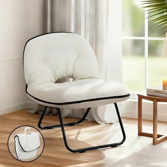 Artiss Foldable Chair 2-In-1 Armchair Lounge Chair Portable White - Mekamart Australia