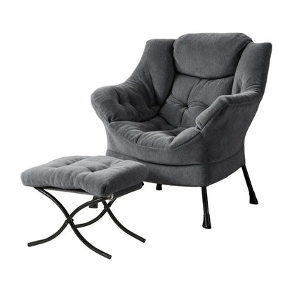 Artiss Armchair Accent Chair Ottoman Lounge Footrest Velvet Grey - Mekamart Australia
