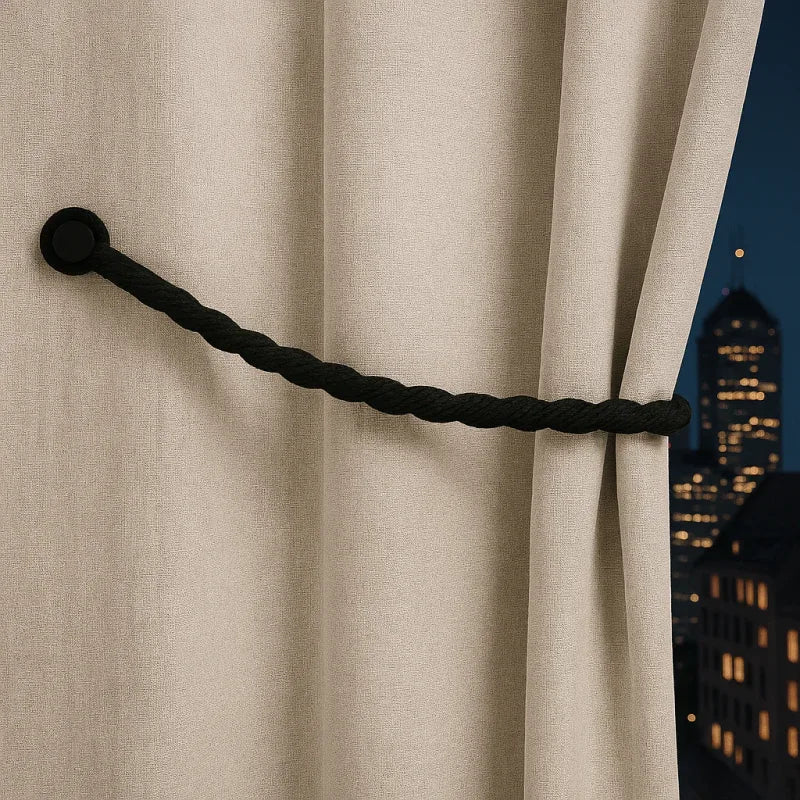Magnetic weaved rope tieback Black - Mekamart Australia