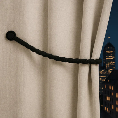 Magnetic weaved rope tieback Black - Mekamart Australia