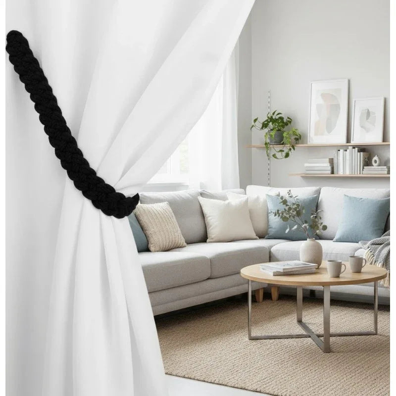 Black rustique braided magnetic tieback - Mekamart Australia