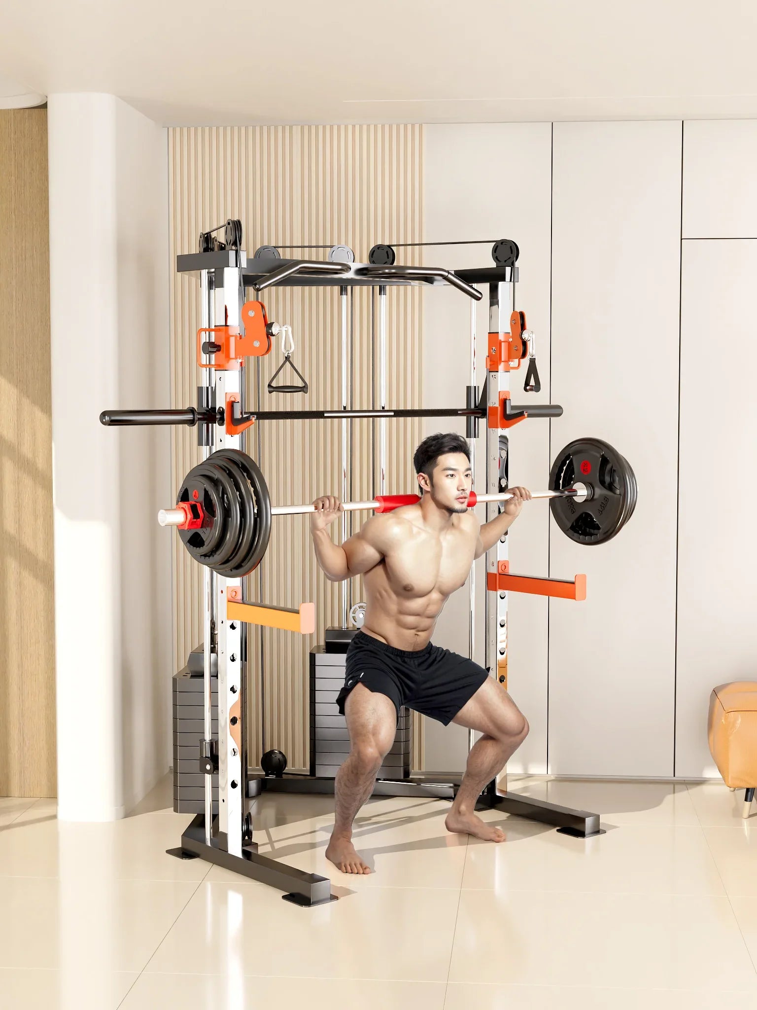 SmartFit C3 Max multi functional trainer smith machine with 130kgs pin loaded weights Machine with attachment - Mekamart Australia