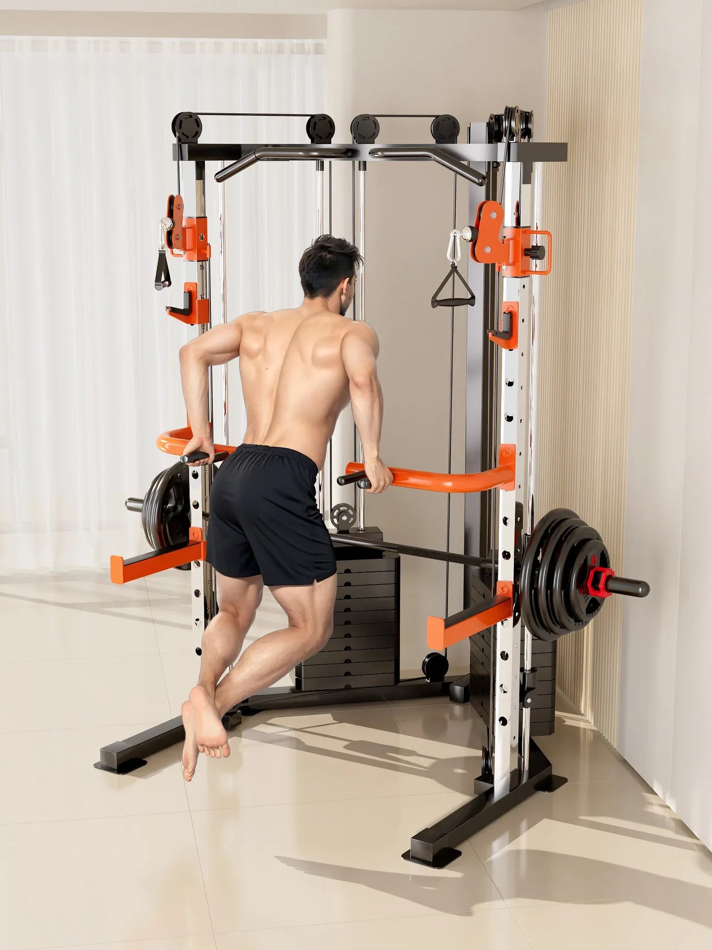 SmartFit C3 Max multi functional trainer smith machine with 130kgs pin loaded weights Machine with attachment - Mekamart Australia
