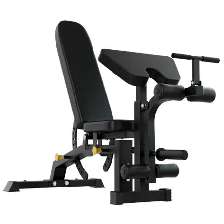 SmartFit C1 Max Multi Functional Cable Crossover Station 140kgs Pin Loaded Machine + Multi Func Bench+7Ft Olympic Barbell + 100kgs Weights - Mekamart Australia