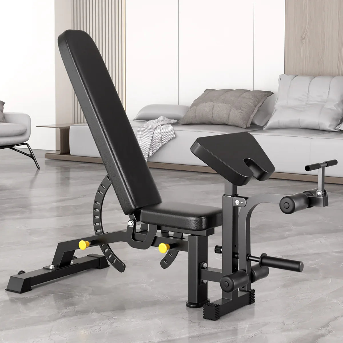 SmartFit C1 Max Multi Functional Cable Crossover Station 130kgs Pin Loaded Machine + Multi Func Bench+7Ft Olympic Barbell + 100kgs Weights - Mekamart Australia