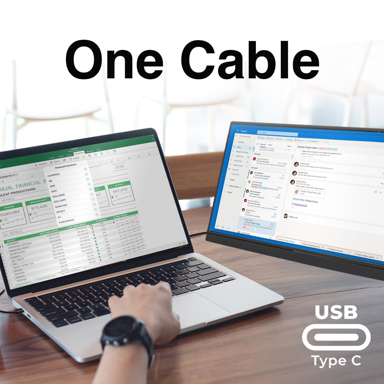Laser 15.6 Inch Portable Monitor with USB-C and HDMI