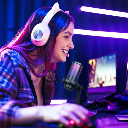 Laser RGB Streaming Microphone with Headphone Jack