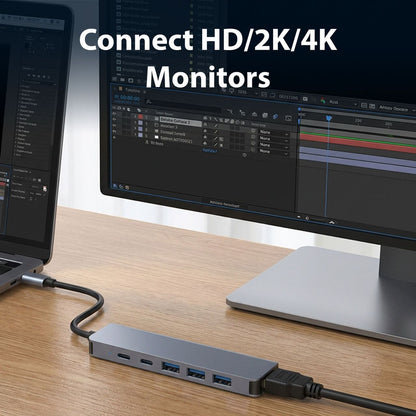 Laser USB-C 6-in-1 Multi-Port Hub with 4K HDMI and 100W PD Charging