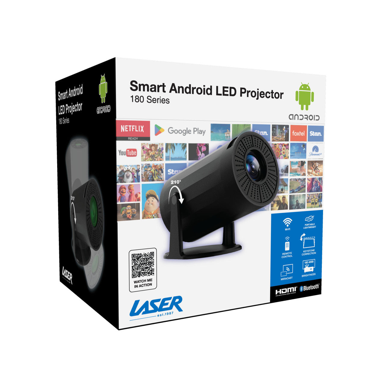 Laser Multi Angle Android LED Projector Black