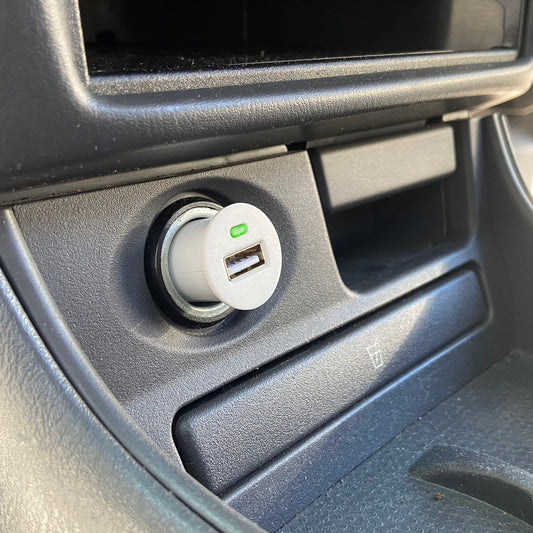 Laser USB Car Charger with 3-in-1 Cable White