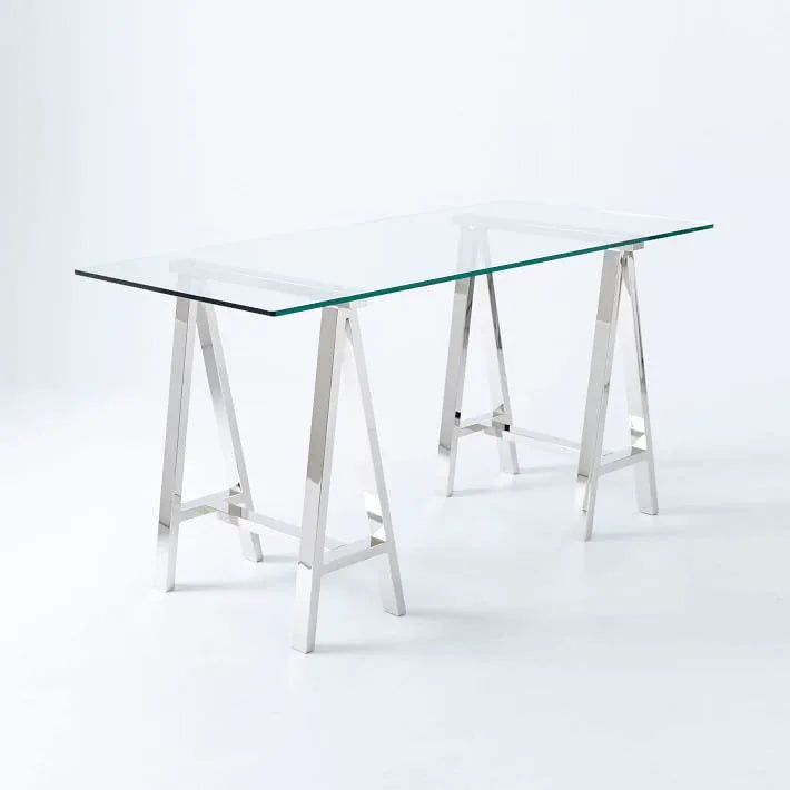 Stainless Steel & Glass Venus Office Desk Table - Mekamart Australia