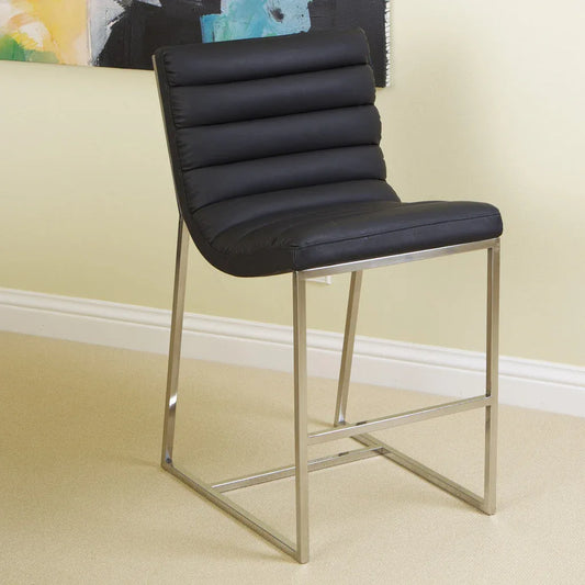 Auburn Modern Leather Bar Chair BarStool In Black - Mekamart Australia