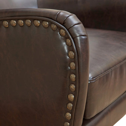 Vintage Brown Bonded Leather High Back Armchair - Mekamart Australia