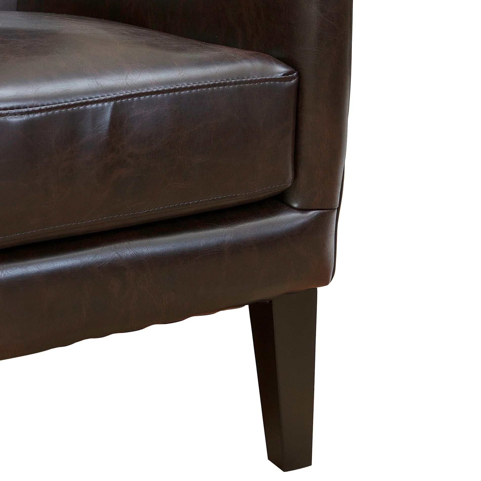 Vintage Brown Bonded Leather High Back Armchair - Mekamart Australia
