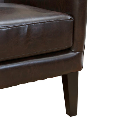 Vintage Brown Bonded Leather High Back Armchair - Mekamart Australia